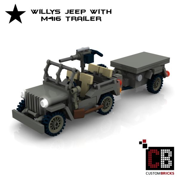 Custom WW2 U.S. MB Willys with M416 Trailer