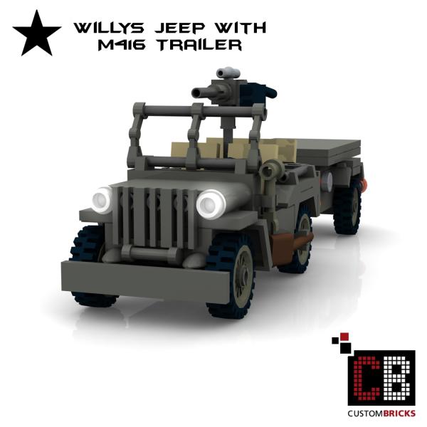 Custom WW2 U.S. MB Willys with M416 Trailer