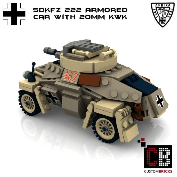 Custom WW2 Afrikakorps SdKfz 222 - 20mm KwK