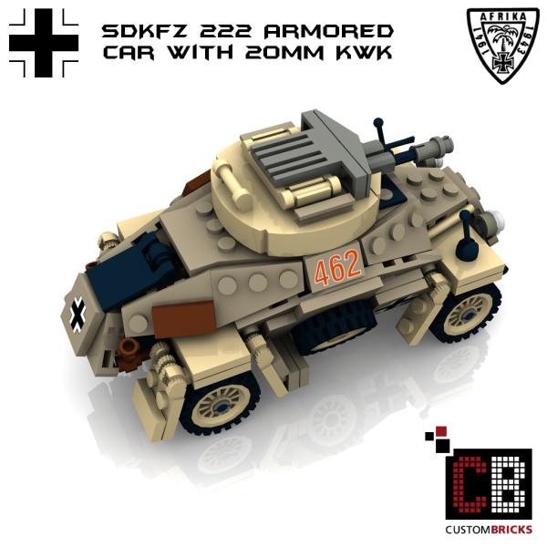 Custom WW2 Afrikakorps SdKfz 222 - 20mm KwK