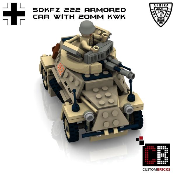 Custom WW2 Afrikakorps SdKfz 222 - 20mm KwK