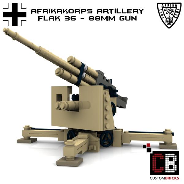 Custom WW2 Afrikakorps Flak 36 - 88mm gun
