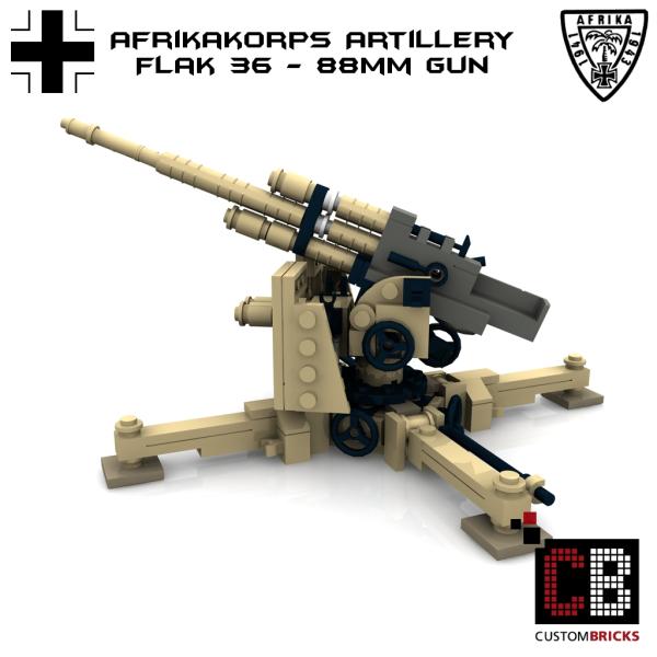 Custom WW2 Afrikakorps Flak 36 - 88mm gun