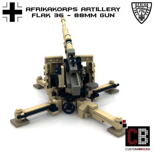 Custom WW2 Afrikakorps Flak 36 - 88mm gun