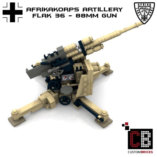 Custom WW2 Afrikakorps Flak 36 - 88mm gun