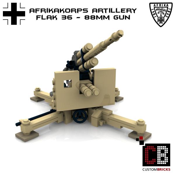 Custom WW2 Afrikakorps Flak 36 - 88mm gun