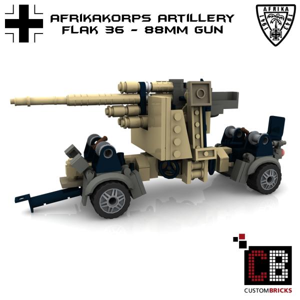 Custom WW2 Afrikakorps Flak 36 - 88mm gun