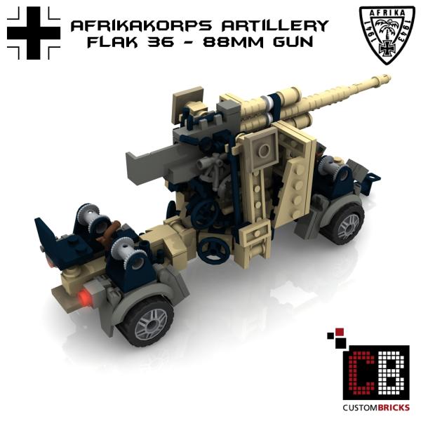 Custom WW2 Afrikakorps Flak 36 - 88mm gun
