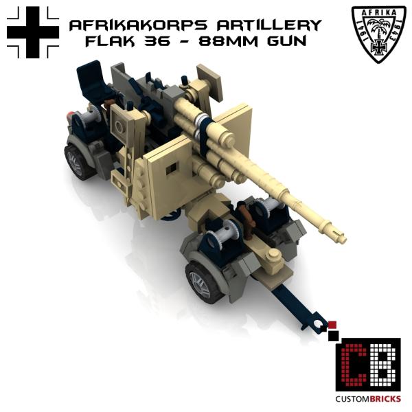 Custom WW2 Afrikakorps Flak 36 - 88mm gun