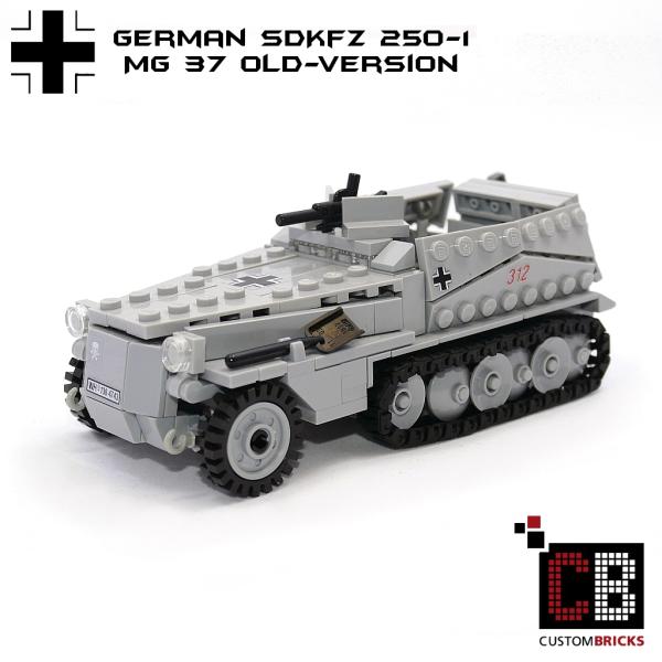 CUSTOM WW2 SdKfz 250-1 - Old Version mit Soldat aus LEGO® Steinen