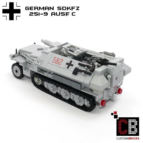 CUSTOM WW2 SdKfz 251-9 Ausf.C mit Soldat aus LEGO® Steinen