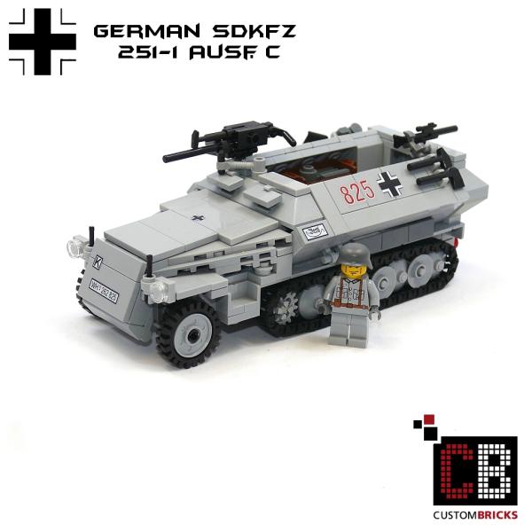 CUSTOM WW2 SdKfz 251-1 Ausf.C mit Soldat aus LEGO® Steinen