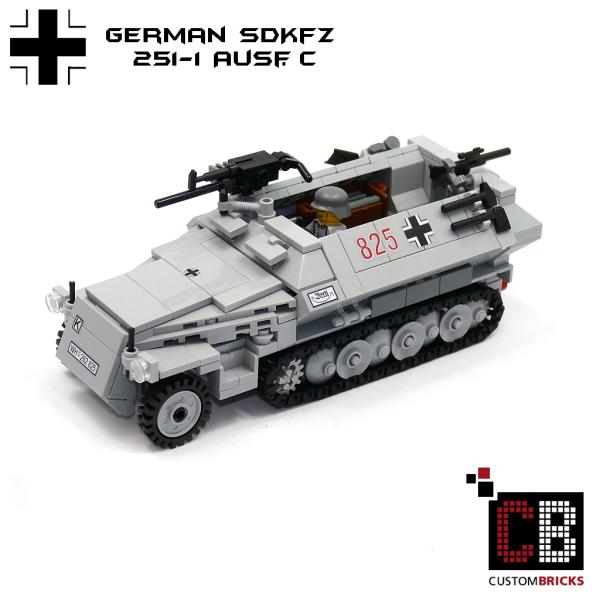 CUSTOM WW2 SdKfz 251-1 Ausf.C mit Soldat aus LEGO® Steinen