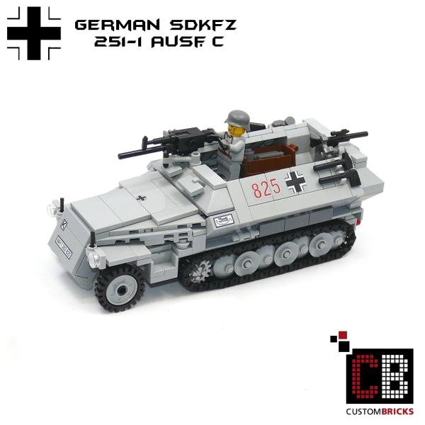 CUSTOM WW2 SdKfz 251-1 Ausf.C mit Soldat aus LEGO® Steinen