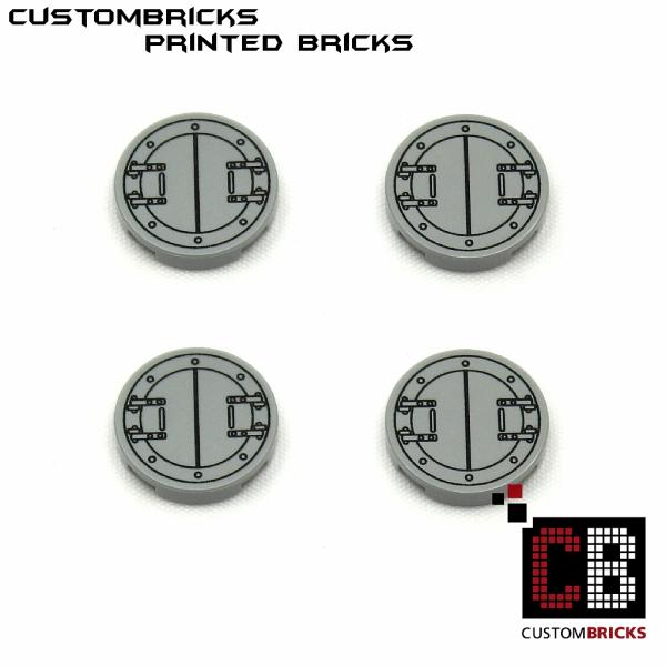 LIGHT BLUISH GREY Tile with armored door round
