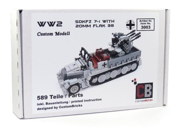 CUSTOM WW2 SdKfz 7-1 Flak38 mit Soldat aus LEGO® Steinen