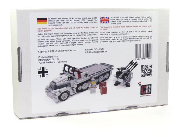 CUSTOM WW2 SdKfz 7-1 Flak38 mit Soldat aus LEGO® Steinen