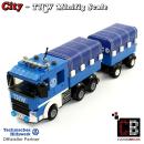 THW truck long with trailer made of LEGO® bricks