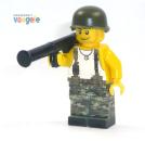 CustomBricks Figure US. GI Soldier with Bazooka made of LEGO bricks