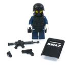 CustomBricks Figure Policeman SWAT with Weapen made of LEGO bricks